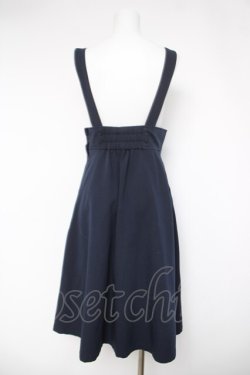 画像2: Fi.n.t / ベルトセットサスペンダー付きハイウエストフレアースカート  紺 Y-26-04-03-170-CA-SK-SZ-ZY