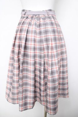 画像2: Fi.n.t / ベルト付きサマーチェックタックスカート  グレー Y-26-04-03-173-CA-SK-SZ-ZY