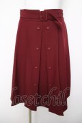 Fi.n.t / ダブル釦プリーツスカート  ワイン Y-26-04-03-175-CA-SK-SZ-ZY