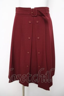 画像1: Fi.n.t / ダブル釦プリーツスカート  ワイン Y-26-04-03-175-CA-SK-SZ-ZY