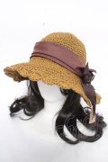 axes femme / リボン付き麦わら帽  ベージュ Y-26-04-03-039-AX-AC-SZ-ZY