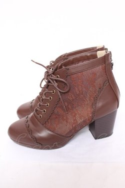 画像2: axes femme / チュールレースアップブーツ M 茶 Y-26-04-03-044-AX-SH-SZ-ZY