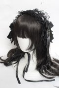 Asheri / 羽付きリボンレースヘッドドレス  黒 Y-26-04-05-046-LO-AC-SZ-ZY