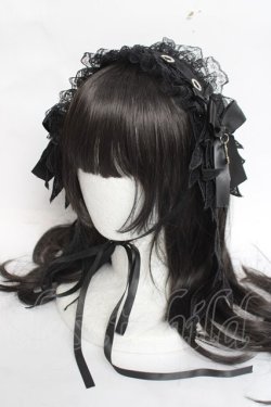 画像1: Asheri / 羽付きリボンレースヘッドドレス  黒 Y-26-04-05-046-LO-AC-SZ-ZY