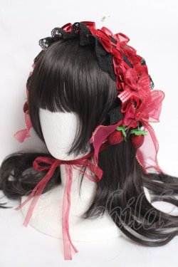 画像1: 栗子原 手作屋 / ストロベリージャムヘッドドレス  黒×赤 Y-26-04-05-047-LO-AC-SZ-ZY