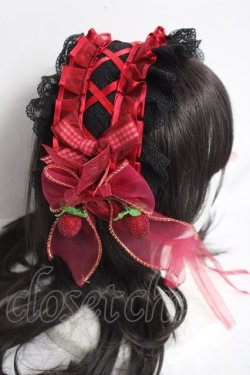 画像3: 栗子原 手作屋 / ストロベリージャムヘッドドレス  黒×赤 Y-26-04-05-047-LO-AC-SZ-ZY