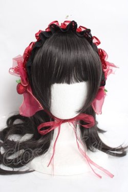 画像4: 栗子原 手作屋 / ストロベリージャムヘッドドレス  黒×赤 Y-26-04-05-047-LO-AC-SZ-ZY