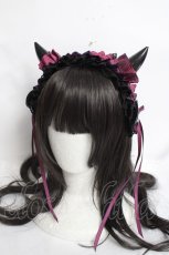 画像1: 妹抖手作工作屋 / 悪魔ツノ付きヘッドドレス  黒×紫 Y-26-04-05-048-LO-AC-SZ-ZY (1)