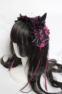 画像2: 妹抖手作工作屋 / 悪魔ツノ付きヘッドドレス  黒×紫 Y-26-04-05-048-LO-AC-SZ-ZY