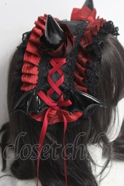 画像3: 妹抖手作工作屋 / 悪魔ツノ付きヘッドドレス  黒×赤 Y-26-04-05-049-LO-AC-SZ-ZY