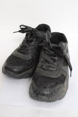 画像1: m petit by misako / ハートチュールスニーカー M 黒 Y-26-04-05-055-LO-SH-SZ-ZY