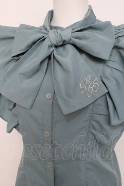 画像3: axes femme POETIQUE / ロゴ刺繍ボウタイブラウス  ミント Y-26-04-05-064-AX-BL-SZ-ZY