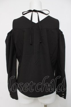 画像3: axes femme POETIQUE / ドロストデザイン肩あきブラウス  黒 Y-26-04-05-065-AX-BL-SZ-ZY