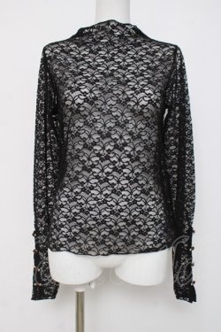 画像1: axes femme / プチローズレーストップス  黒 Y-26-04-05-068-AX-TO-SZ-ZY