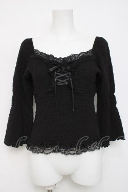 画像1: axes femme / レースアッププルオーバー  黒 Y-26-04-05-069-AX-TO-SZ-ZY