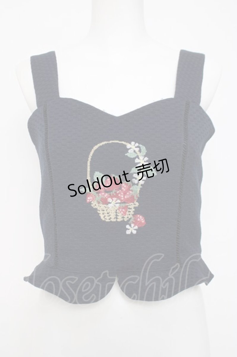 画像1: Fi.n.t / ストロベリーバスケット刺繍ビスチェ  紺 Y-26-04-05-070-CA-TO-AS-ZY (1)