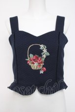 画像1: Fi.n.t / ストロベリーバスケット刺繍ビスチェ  紺 Y-26-04-05-070-CA-TO-AS-ZY (1)