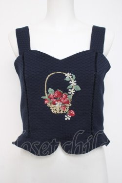 画像1: Fi.n.t / ストロベリーバスケット刺繍ビスチェ  紺 Y-26-04-05-070-CA-TO-AS-ZY