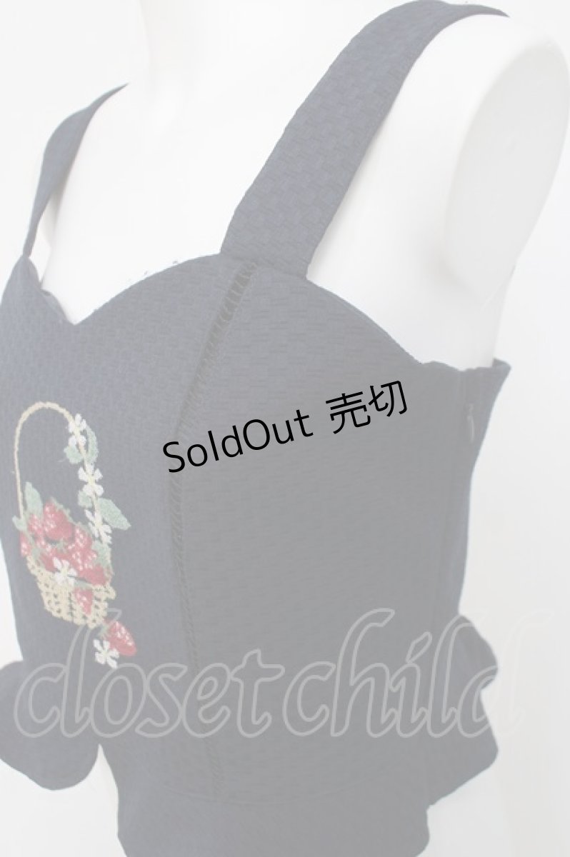 画像3: Fi.n.t / ストロベリーバスケット刺繍ビスチェ  紺 Y-26-04-05-070-CA-TO-AS-ZY (3)