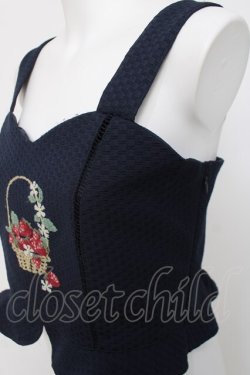 画像3: Fi.n.t / ストロベリーバスケット刺繍ビスチェ  紺 Y-26-04-05-070-CA-TO-AS-ZY