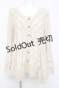 axes femme / 姫袖風レース切り替えチュニック  生成り Y-26-04-05-079-AX-TO-SZ-ZY
