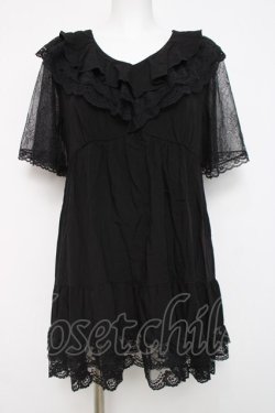 画像1: axes femme / ボリュームフリルチュニック  黒 Y-26-04-05-080-AX-TO-SZ-ZY