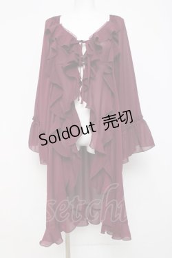 画像1: axes femme / オフショル風フリルガウン  ワイン Y-26-04-05-081-AX-TO-SZ-ZY