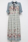 axes femme / フラワー×チェックワンピース  ミント Y-26-04-05-084-AX-OP-SZ-ZY