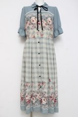 画像1: axes femme / フラワー×チェックワンピース  ミント Y-26-04-05-084-AX-OP-SZ-ZY (1)