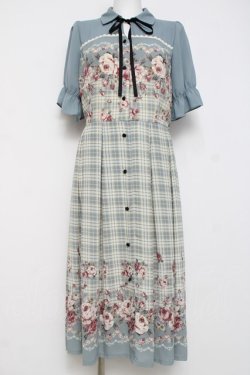 画像1: axes femme / フラワー×チェックワンピース  ミント Y-26-04-05-084-AX-OP-SZ-ZY