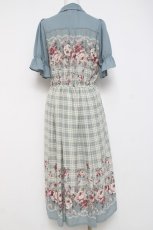 画像2: axes femme / フラワー×チェックワンピース  ミント Y-26-04-05-084-AX-OP-SZ-ZY (2)