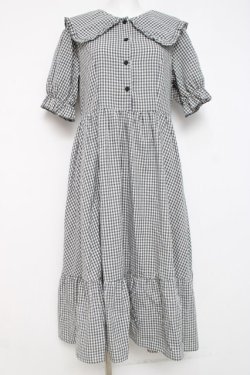 画像1: m petit by misako / ギンガムチェックワンピース LL 中灰 Y-26-04-05-086-LO-OP-SZ-ZY