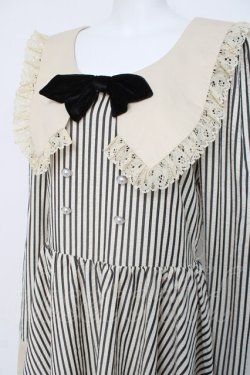 画像3: DARK IN LOVE / 三角襟ストライプワンピース M 黒ｘオフ Y-26-04-05-090-PU-OP-AS-ZY