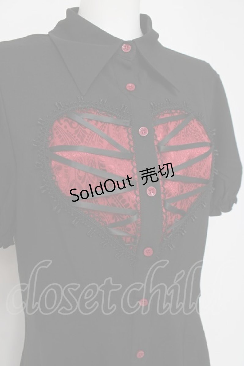 画像3: DARK IN LOVE / Gothic rope red heart buttonワンピース L 黒 Y-26-04-05-092-PU-OP-AS-ZY (3)
