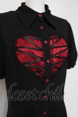 画像3: DARK IN LOVE / Gothic rope red heart buttonワンピース L 黒 Y-26-04-05-092-PU-OP-AS-ZY (3)
