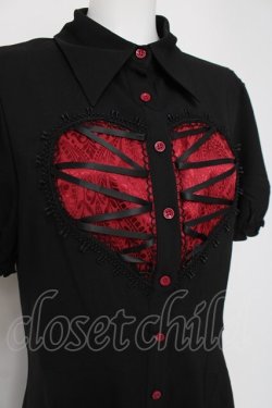 画像3: DARK IN LOVE / Gothic rope red heart buttonワンピース L 黒 Y-26-04-05-092-PU-OP-AS-ZY