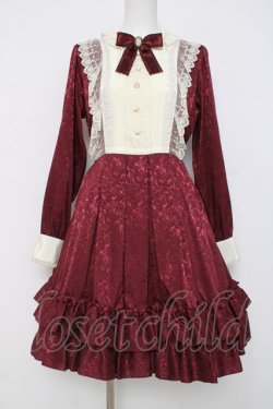 画像1: Pina sweetcollection / ローズジャガードワンピース  ワイン Y-26-04-05-096-LO-OP-AS-ZY