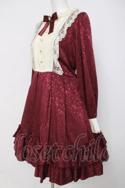 画像2: Pina sweetcollection / ローズジャガードワンピース  ワイン Y-26-04-05-096-LO-OP-AS-ZY