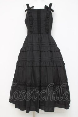 画像1: heavenlygarden / ティアードロングジャンパースカート  黒 Y-26-04-05-100-LO-OP-AS-ZY