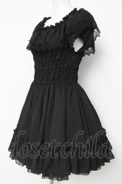 画像2: ATELIER PIERROT / シフォンシャーリングワンピース  黒 Y-26-04-05-103-EL-OP-AS-ZY