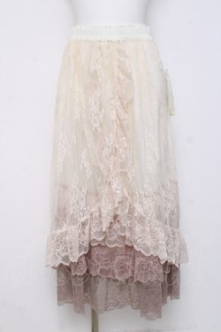 画像1: axes femme / グラデレースフリルスカート  ベージュ Y-26-04-05-114-AX-SK-SZ-ZY