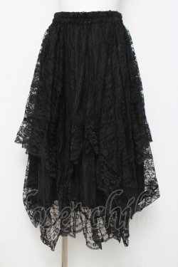 画像1: axes femme / ペチ付イレヘムレーススカート  黒 Y-26-04-05-115-AX-SK-SZ-ZY