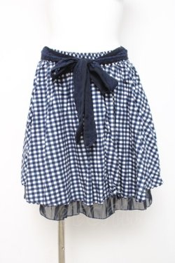 画像1: axes femme / ギンガムチェック柄スカート  紺 Y-26-04-05-121-AX-SK-SZ-ZY