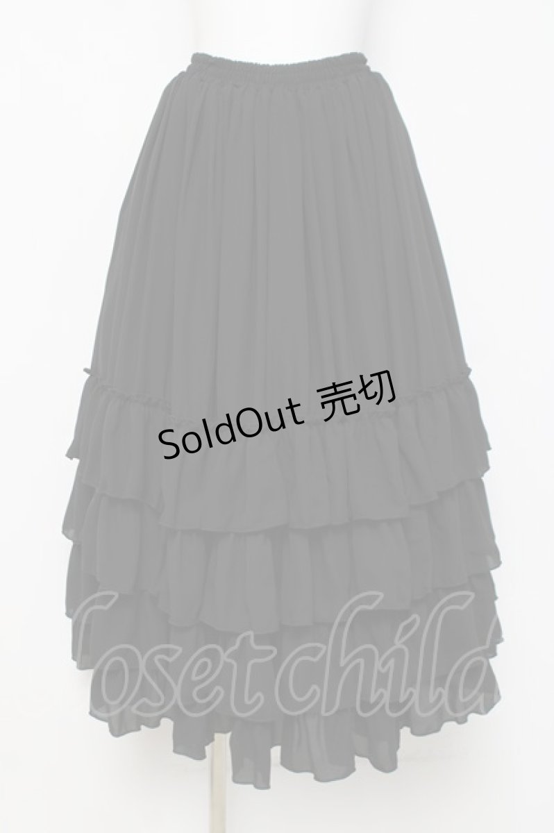画像1: ATELIER PIERROT / Four-Tiered Ruffle Chiffon Skirt スカート  黒 Y-26-04-05-127-EL-SK-AS-ZY (1)