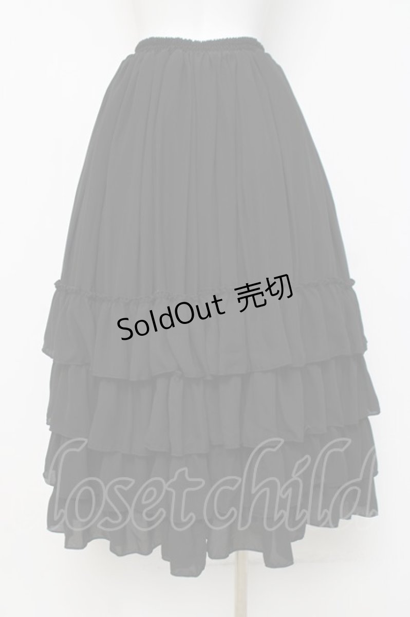 画像2: ATELIER PIERROT / Four-Tiered Ruffle Chiffon Skirt スカート  黒 Y-26-04-05-127-EL-SK-AS-ZY (2)