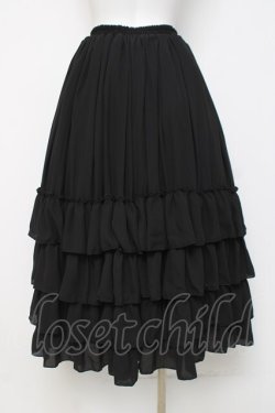 画像2: ATELIER PIERROT / Four-Tiered Ruffle Chiffon Skirt スカート  黒 Y-26-04-05-127-EL-SK-AS-ZY