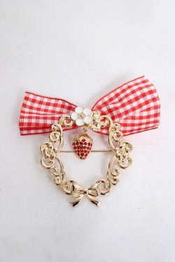 画像1: m petit by misako / AMイチゴビジューブローチ  中金 Y-26-04-05-018-LO-AC-SZ-ZY