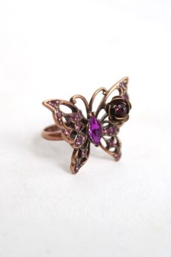 画像1: axes femme / 蝶×ビジューリング  アンティークゴールド Y-26-04-05-003-AX-AC-SZ-ZY