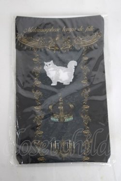 画像1: metamorphose / Royal Crown Cat プリントオーバーニー  黒 Y-26-04-05-036-ME-ZA-AS-ZY