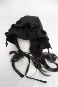 merry jenny / ribbonフリルハット  黒 Y-26-04-05-038-LO-AC-SZ-ZY